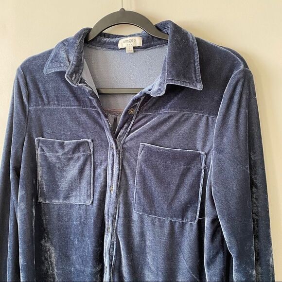 Umgee-Crushed Velvet Button Down Long Sleeve - Picture 5 of 9